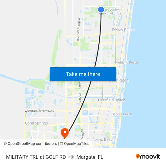 MILITARY TRL at  GOLF RD to Margate, FL map