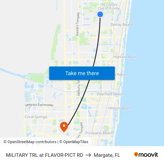 MILITARY TRL at  FLAVOR-PICT RD to Margate, FL map
