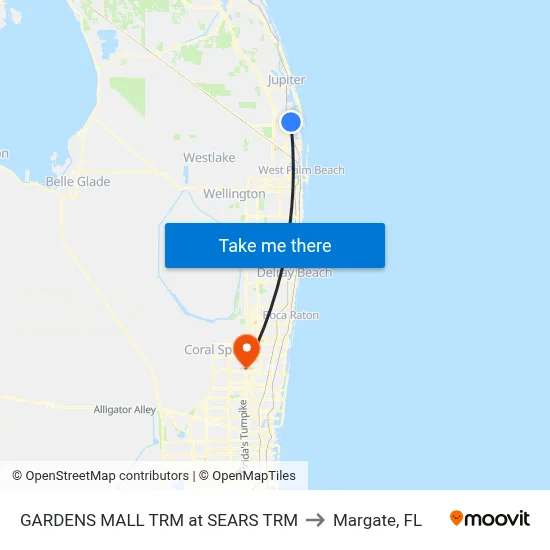 GARDENS MALL TRM at SEARS TRM to Margate, FL map
