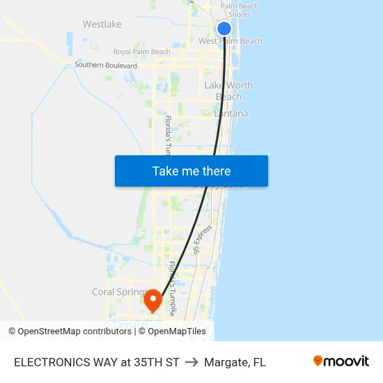 ELECTRONICS WAY at 35TH ST to Margate, FL map