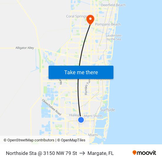 Northside Sta @ 3150 NW 79 St to Margate, FL map