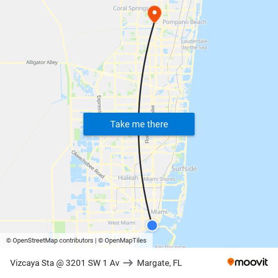 Vizcaya Sta @ 3201 SW 1 Av to Margate, FL map