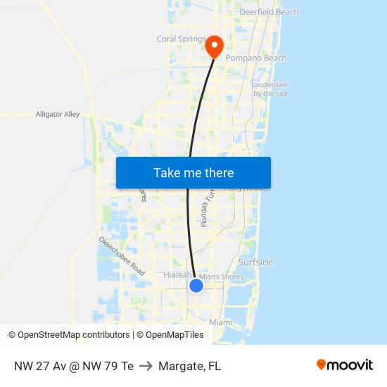 NW 27 Av @ NW 79 Te to Margate, FL map