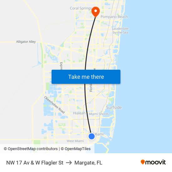 NW 17 Av & W Flagler St to Margate, FL map