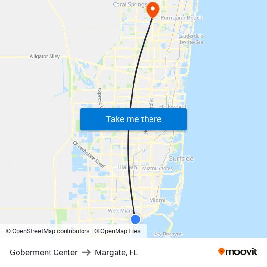 Goberment Center to Margate, FL map