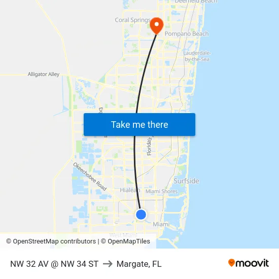 Nw 32 Av @ Nw 34 St to Margate, FL map