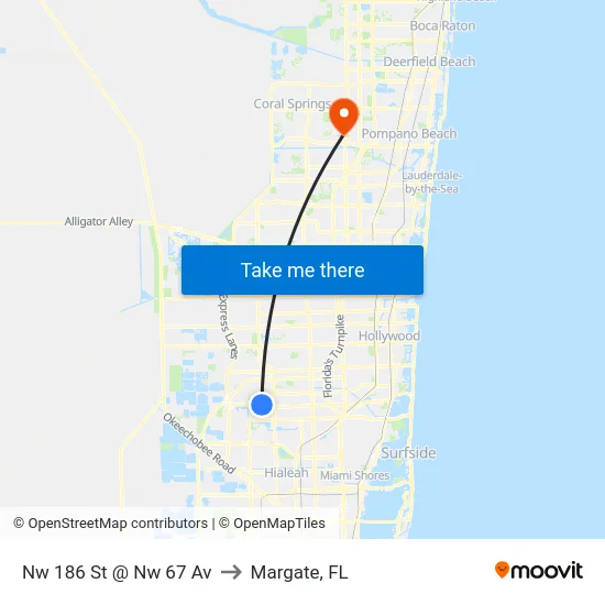 Nw 186 St @ Nw 67 Av to Margate, FL map