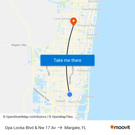 Opa Locka Blvd & Nw 17 Av to Margate, FL map