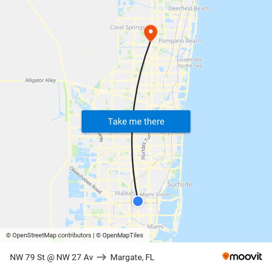 NW 79 St @ NW 27 Av to Margate, FL map