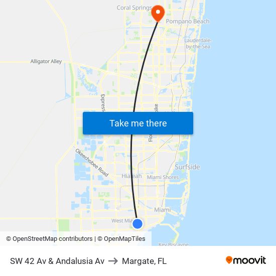 SW 42 Av & Andalusia Av to Margate, FL map