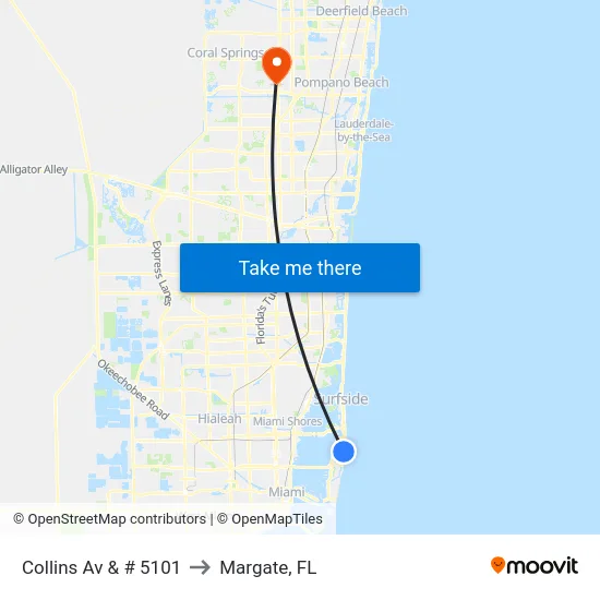 Collins Av & # 5101 to Margate, FL map