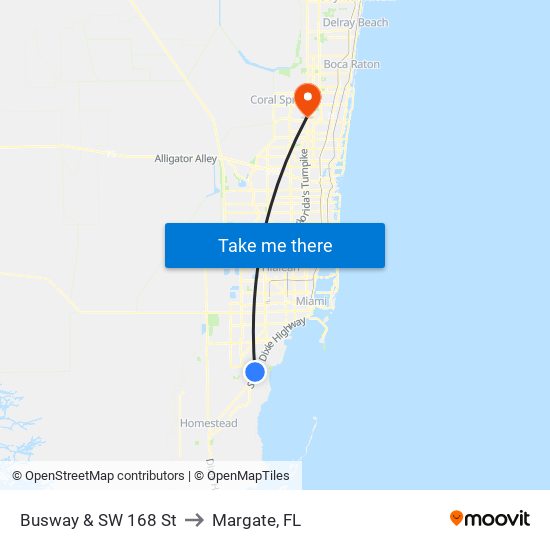 Busway & SW 168 St to Margate, FL map