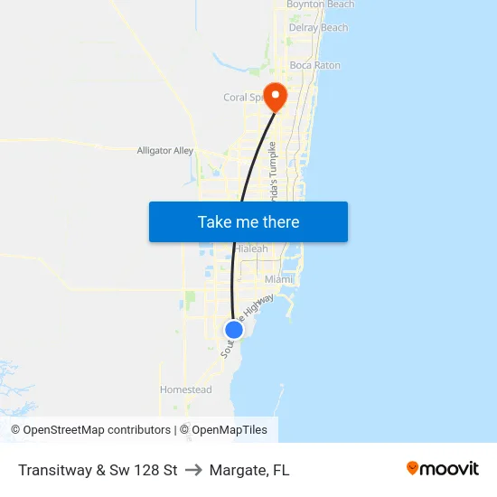 Transitway & Sw 128 St to Margate, FL map