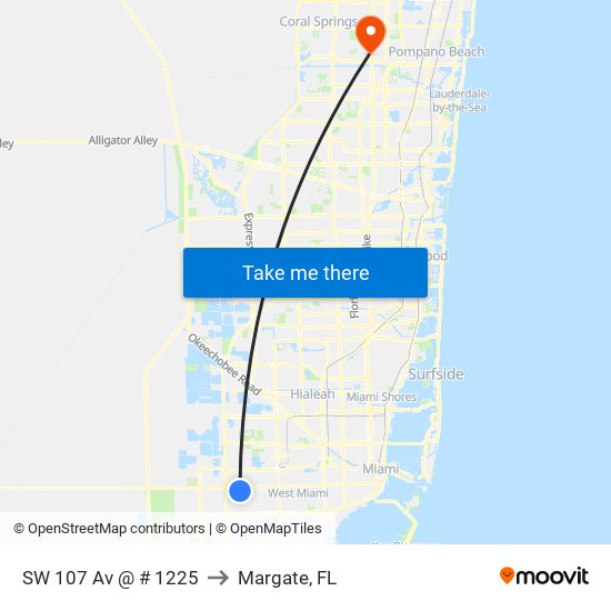 SW 107 Av @ # 1225 to Margate, FL map