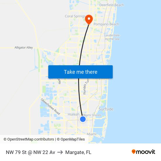 NW 79 St @ NW 22 Av to Margate, FL map