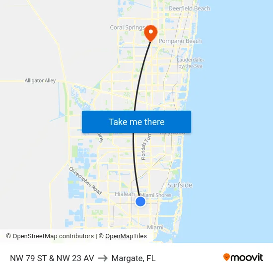 Nw 79 St & Nw 23 Av to Margate, FL map