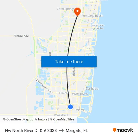 Nw North River Dr & # 3033 to Margate, FL map