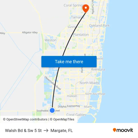 Walsh Bd & Sw 5 St to Margate, FL map