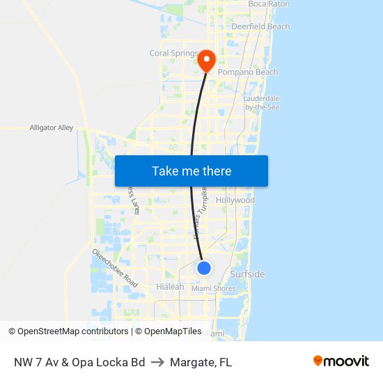 NW 7 Av & Opa Locka Bd to Margate, FL map