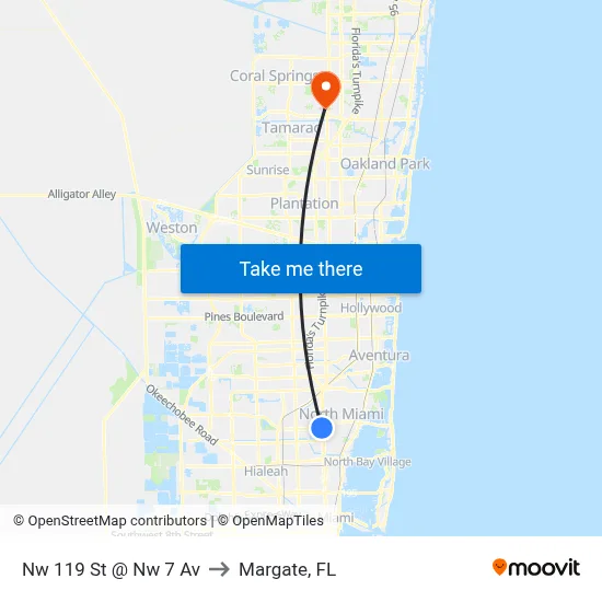 Nw 119 St @ Nw 7 Av to Margate, FL map