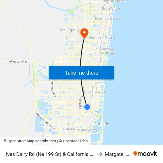 Ives Dairy Rd (Ne 199 St) & California Dr to Margate, FL map