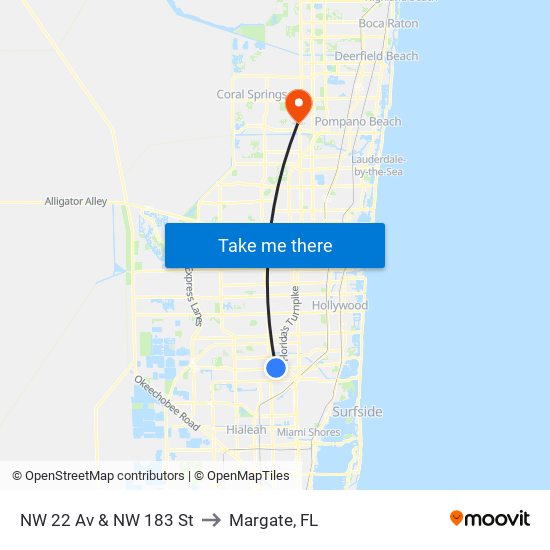 NW 22 Av & NW 183 St to Margate, FL map