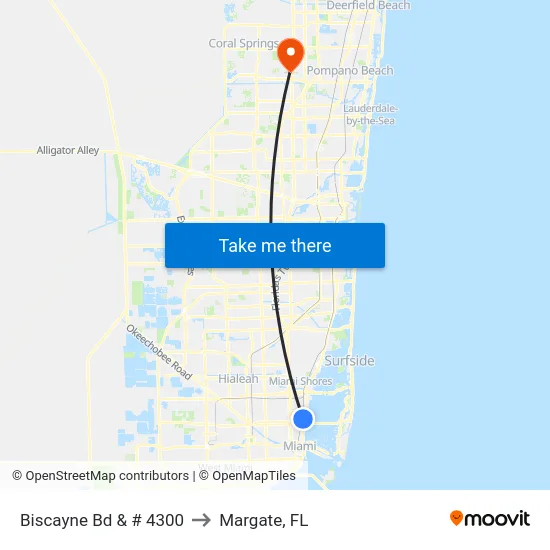 Biscayne Bd & # 4300 to Margate, FL map