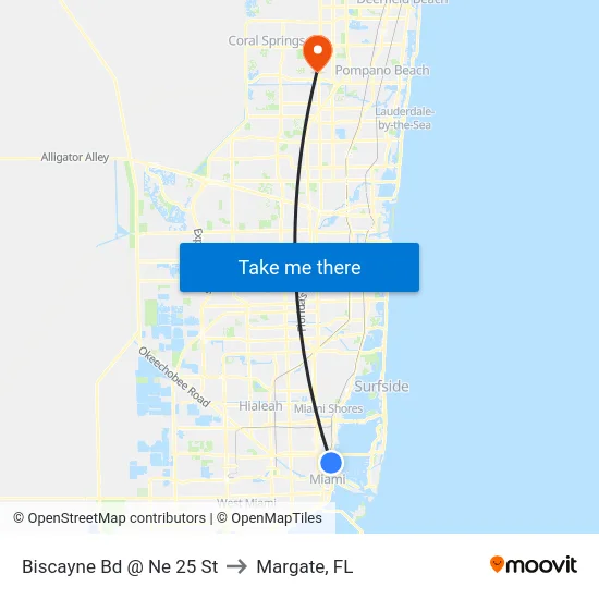 Biscayne Bd @ Ne 25 St to Margate, FL map