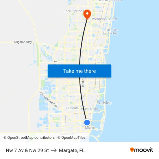 Nw 7 Av & Nw 29 St to Margate, FL map