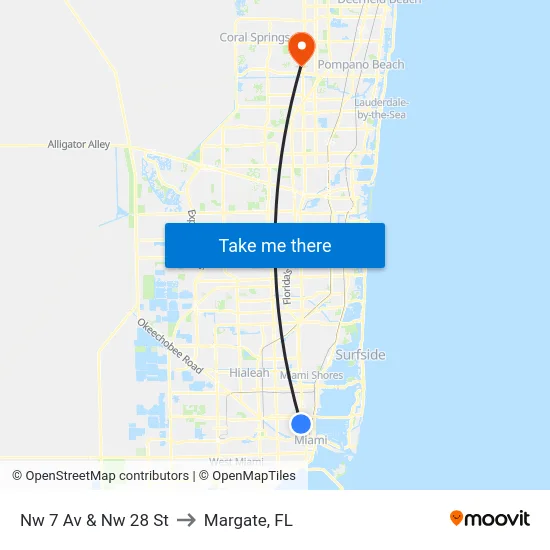 Nw 7 Av & Nw 28 St to Margate, FL map