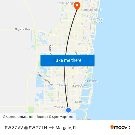 Sw 37 Av @ Sw 27 Ln to Margate, FL map