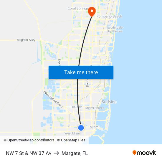 NW 7 St & NW 37 Av to Margate, FL map