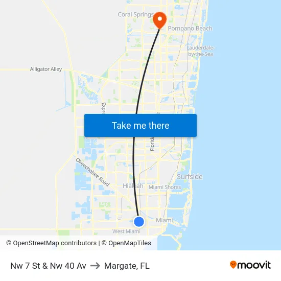Nw 7 St & Nw 40 Av to Margate, FL map