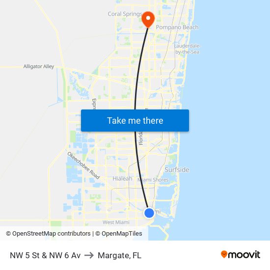 NW 5 St & NW 6 Av to Margate, FL map