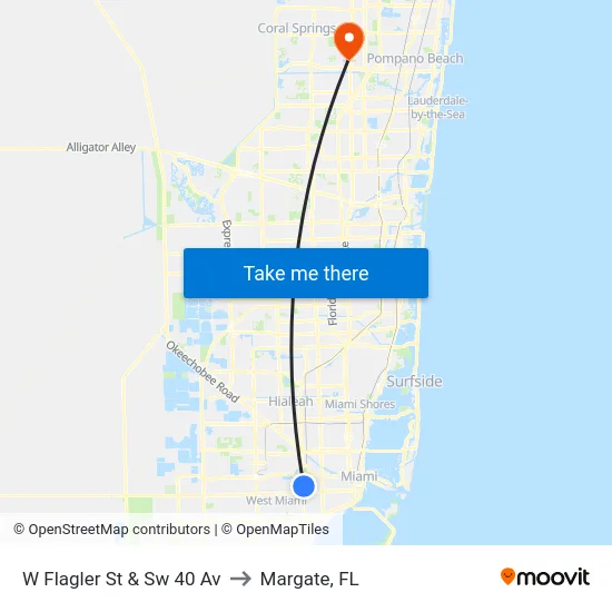 W Flagler St & Sw 40 Av to Margate, FL map