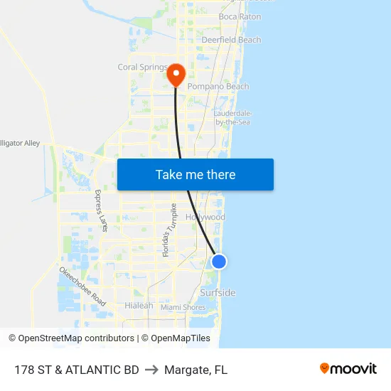 178 St & Atlantic Bd to Margate, FL map