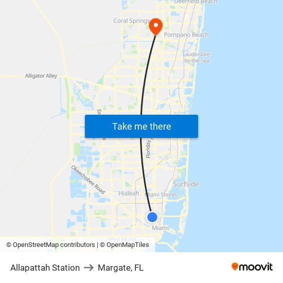 Allapattah Station to Margate, FL map