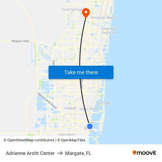 Adrienne Arsht Center to Margate, FL map