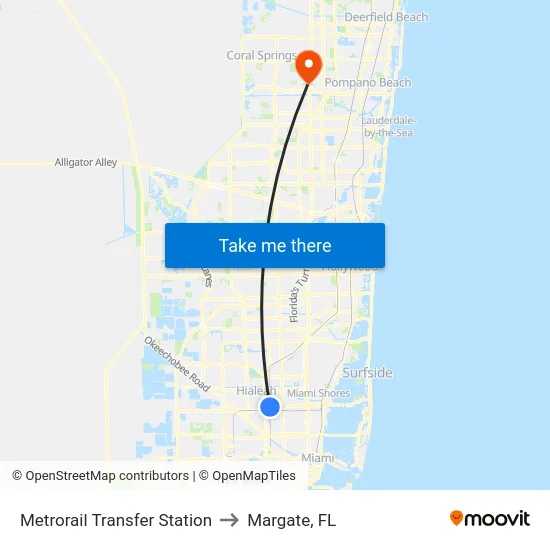 Metrorail Transfer Station to Margate, FL map