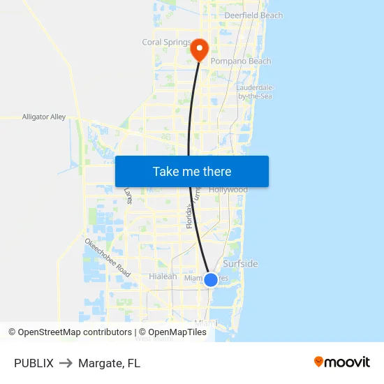 Publix to Margate, FL map