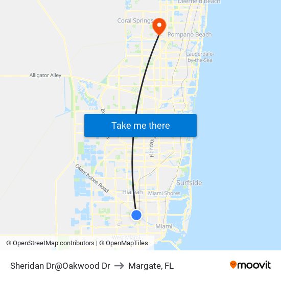 Sheridan Dr@Oakwood Dr to Margate, FL map
