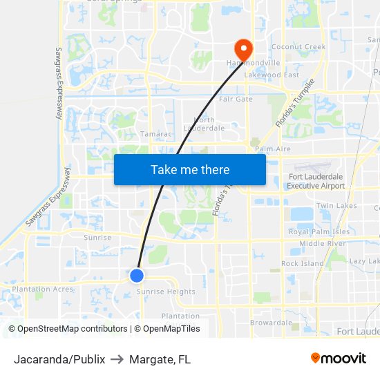 Jacaranda/Publix to Margate, FL map
