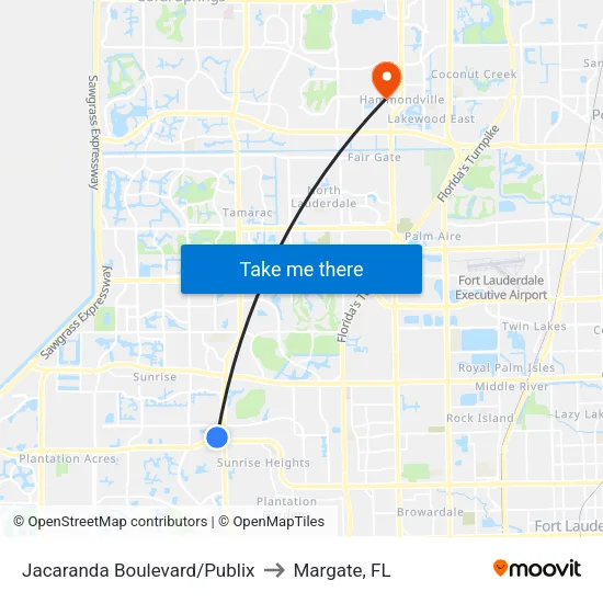 Jacaranda Boulevard/Publix to Margate, FL map