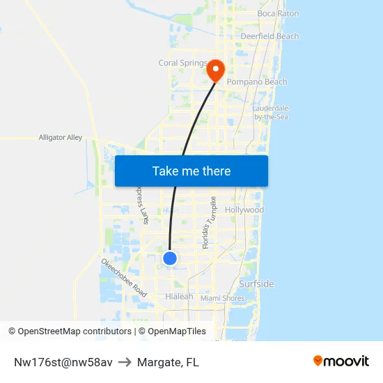 Nw176st@nw58av to Margate, FL map