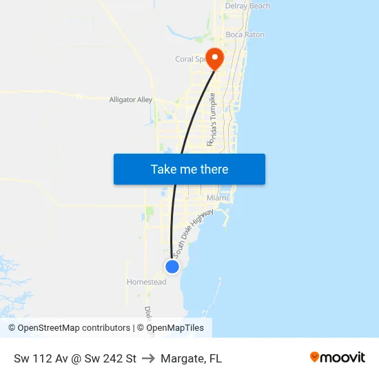 Sw 112 Av @ Sw 242 St to Margate, FL map