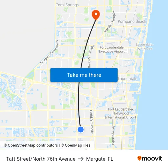 Taft Street/North 76th Avenue to Margate, FL map