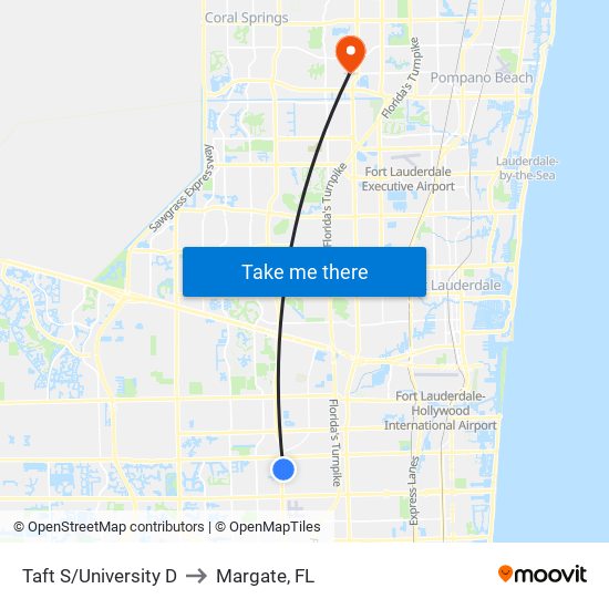 Taft S/University D to Margate, FL map