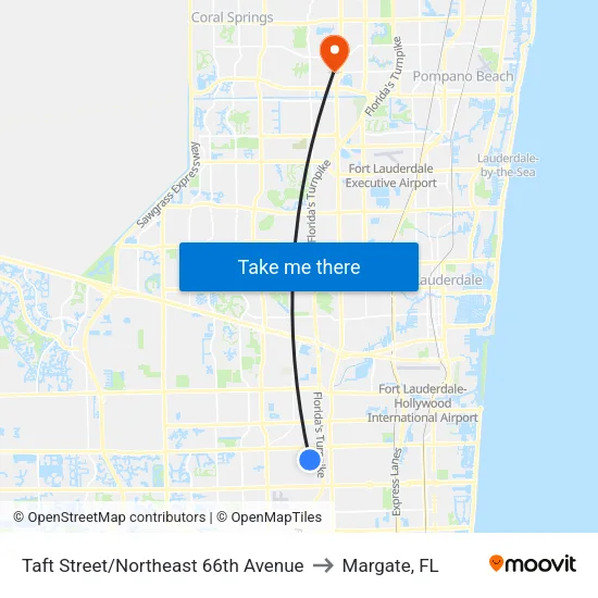 Taft Street/Northeast 66th Avenue to Margate, FL map