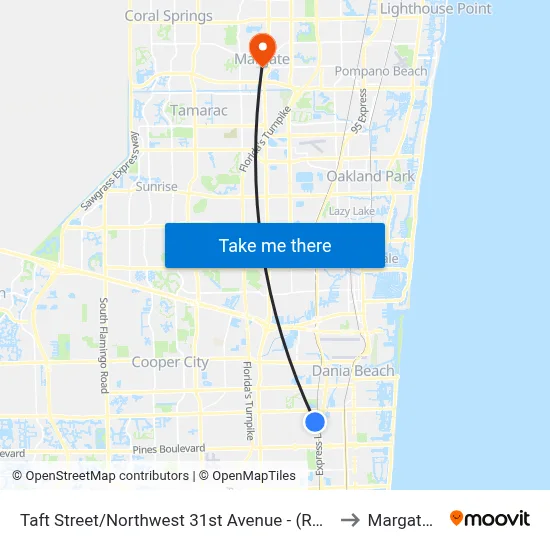 Taft Street/Northwest 31st Avenue - (Rotary Park) to Margate, FL map
