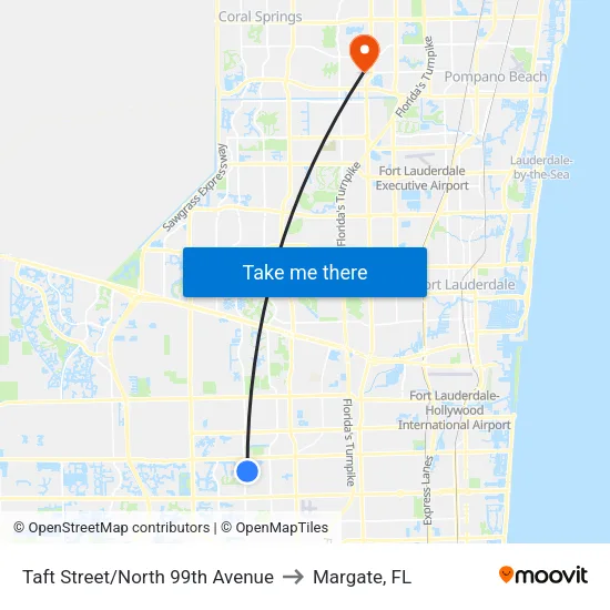 Taft Street/North 99th Avenue to Margate, FL map